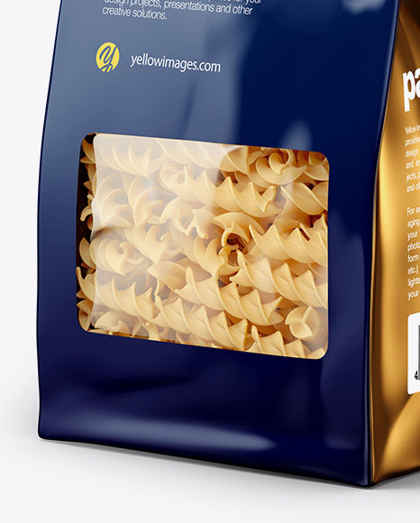 Download Paper Bag with Fusilli Pasta Mockup - Half Side View in ...