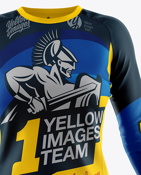 Women S Cycling Jersey Mockup Front View In Apparel Mockups On Yellow Images Object Mockups