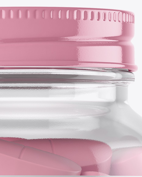 Clear Glass Bottle With Pills Mockup PSD #2