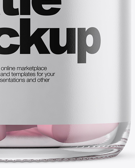 Clear Glass Bottle With Pills Mockup PSD #1