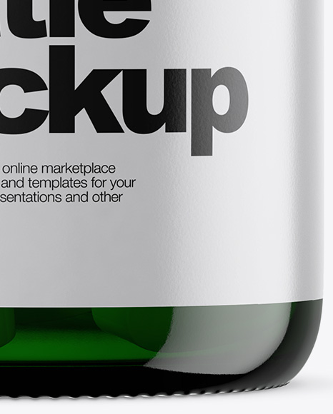 Green Glass Bottle With Pills Mockup PSD #1