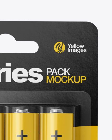 Download 4 Pack Battery AA Mockup in Packaging Mockups on Yellow ...