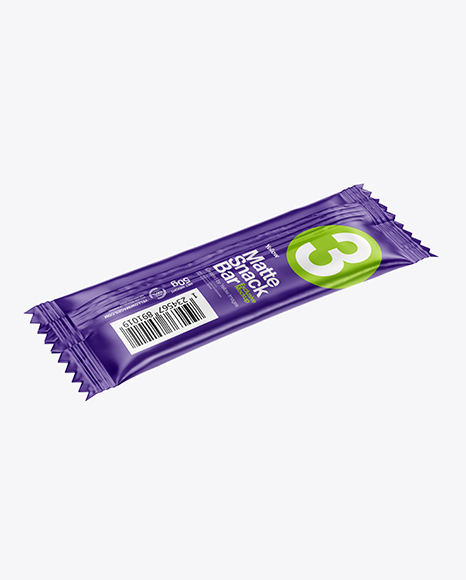 Matte Snack Bar Mockup   Back Half Side View (High Angle Shot) PSD #1
