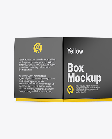 Download Paper Box Mockup Half Side View In Box Mockups On Yellow Images Object Mockups PSD Mockup Templates