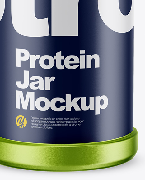 Matte Metallic Protein Jar Mockup High Angle Shot In Jar Mockups On Yellow Images Object Mockups