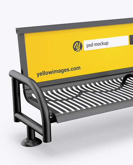 Street Bench Advertising Mockup - Half Side View (High-Angle Shot)