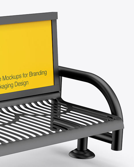 Street Bench Advertising Mockup - Half Side View (High-Angle Shot)