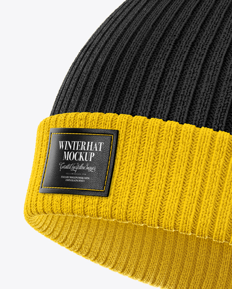 Download Winter Hat Mockup Half Side View In Apparel Mockups On Yellow Images Object Mockups