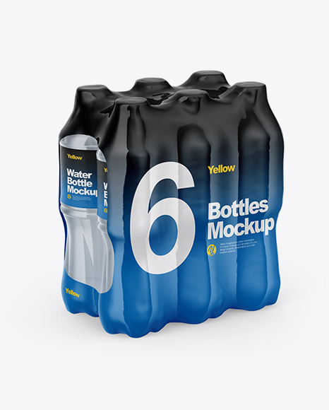 Download Transparent Shrink Pack With 6 Plastic Bottles Mockup Half Side View In Bottle Mockups On Yellow Images Object Mockups