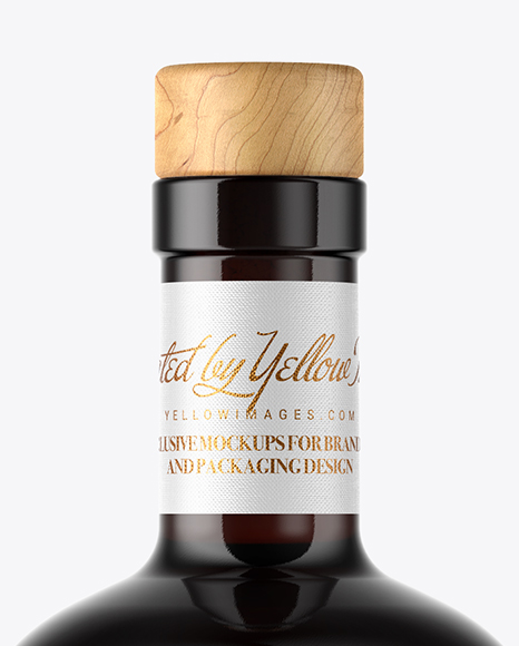 Download Dark Amber Glass Bottle With Wooden Cap Wax Mockup In Bottle Mockups On Yellow Images Object Mockups PSD Mockup Templates