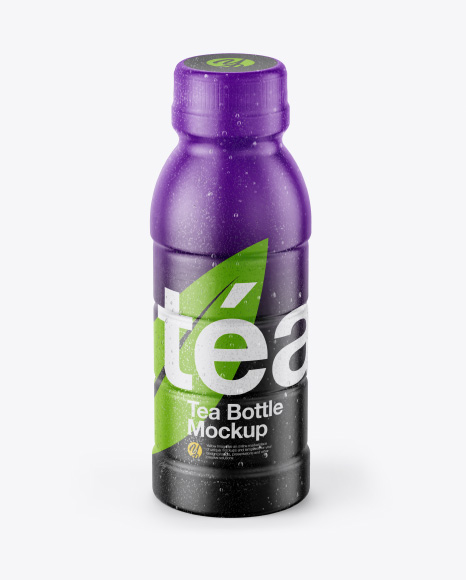 Download 10oz Tea Bottle In Shrink Sleeve With Condensation Mockup Front View High Angle Shot In Bottle Mockups On Yellow Images Object Mockups