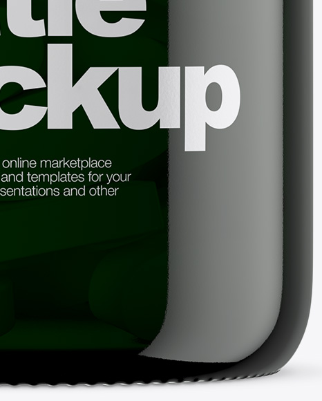 Dark Green Glass Bottle With Pills Mockup PSD #1