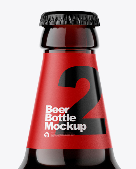 Amber Glass Bottle With Dark Beer Mockup PSD #2