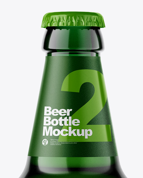 Green Glass Bottle With Lager Beer Mockup PSD #2