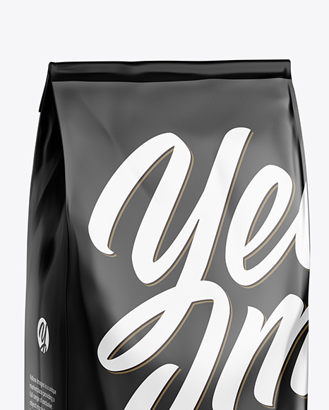 Download 500g Glossy Coffee Bag Mockup Half Side View In Pouch Mockups On Yellow Images Object Mockups PSD Mockup Templates