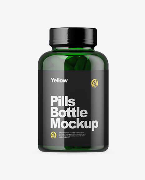 Green Pills Bottle Mockup PSD #2