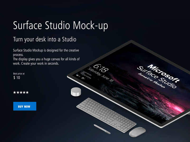 Isometric Microsoft Studio Mock Up In Product Mockups On Yellow Images Creative Store