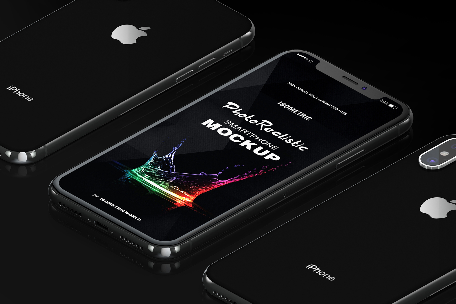 Download Isometric Iphone X Mock Up In Product Mockups On Yellow Images Creative Store PSD Mockup Templates