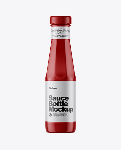 Glossy Sauce Bottle Mockup on Yellow Images Object Mockups