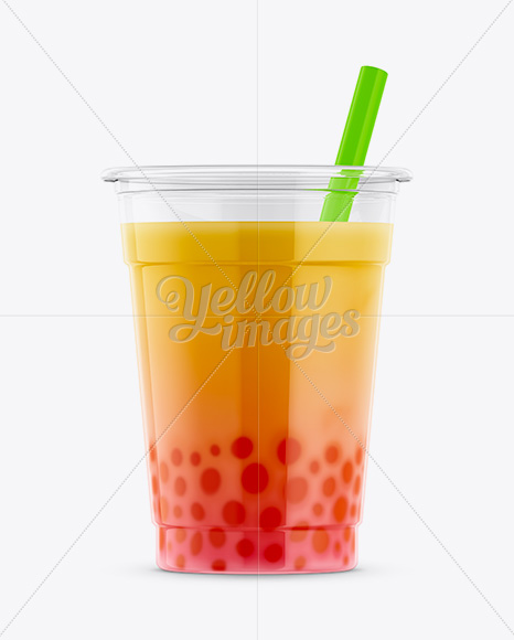 Download Cup W Mango Bubble Tea Mockup In Cup Bowl Mockups On Yellow Images Object Mockups PSD Mockup Templates