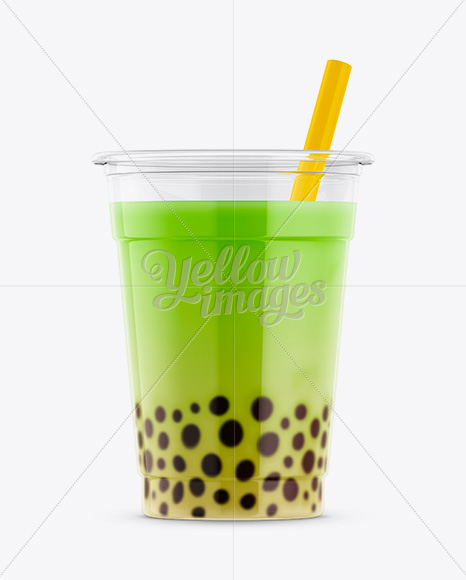Matcha Bubble Tea Cup Mockup PSD #3
