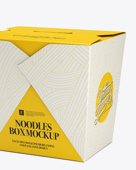 Download Noodles Box Mockup Half Side View In Box Mockups On Yellow Images Object Mockups PSD Mockup Templates