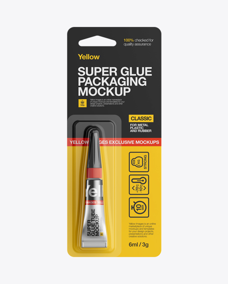 Super Glue Metal Tube Package Mockup - Front View - Free Download