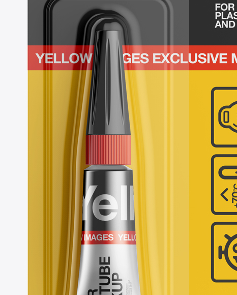 Download Super Glue Metal Tube Package Mockup - Front View in Tube Mockups on Yellow Images Object Mockups