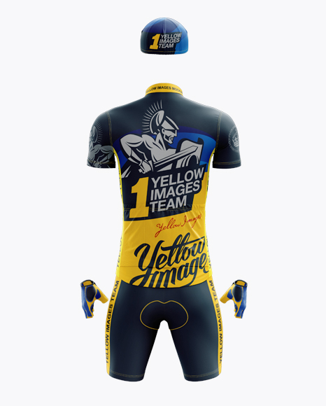 Men S Full Cycling Kit Mockup Back View In Apparel Mockups On Yellow Images Object Mockups