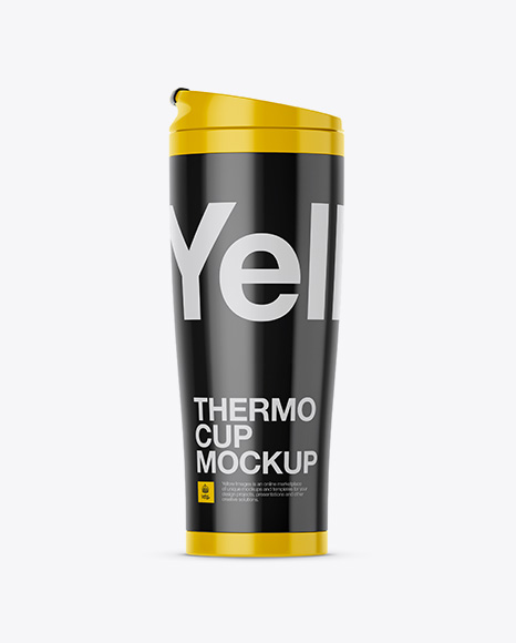 Glossy Plastic Thermo Cup Mockup in Object Mockups on Yellow Images Object Mockups