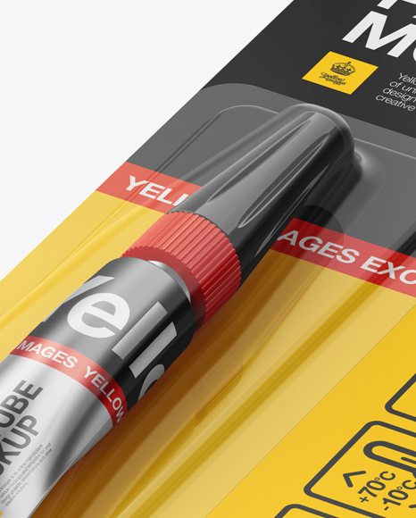 Download Super Glue Metal Tube Package Mockup Halfside View In Tube Mockups On Yellow Images Object Mockups PSD Mockup Templates