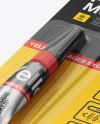 Super Glue Metal Tube Package Mockup - Halfside View on Yellow Images