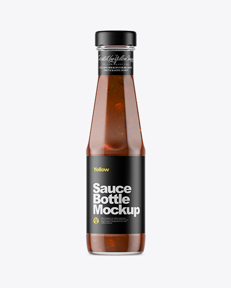 Download Clear Glass Bottle With Bbq Sauce Mockup In Bottle Mockups On Yellow Images Object Mockups PSD Mockup Templates