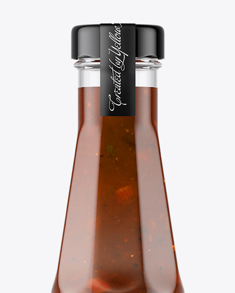 Download Clear Glass Bottle with BBQ Sauce Mockup in Bottle Mockups on Yellow Images Object Mockups