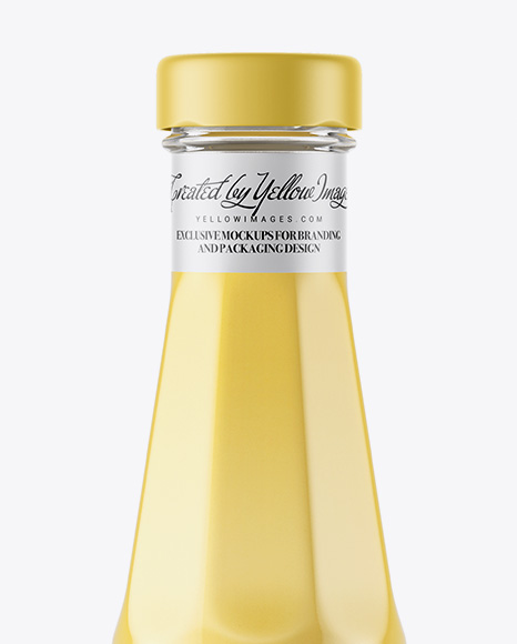 Clear Glass Bottle with Сheese Sauce Mockup PSD #6