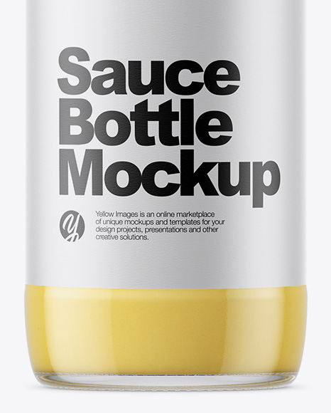 Clear Glass Bottle with Сheese Sauce Mockup PSD #7