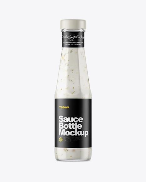 Download Clear Glass Bottle With Garlic Sauce Mockup In Bottle Mockups On Yellow Images Object Mockups PSD Mockup Templates