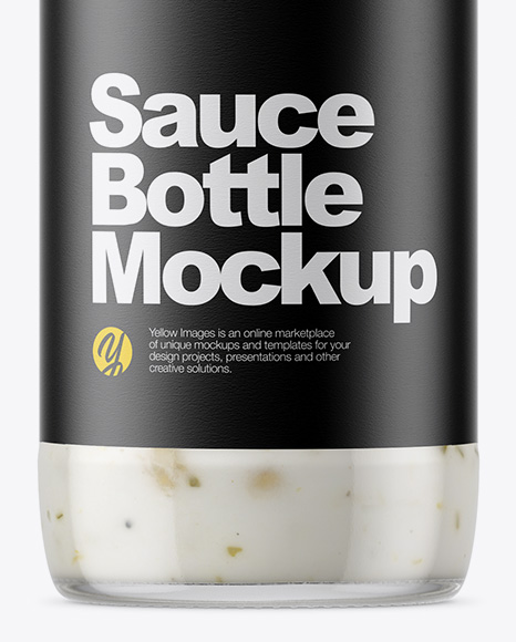 Download Clear Glass Bottle With Garlic Sauce Mockup In Bottle Mockups On Yellow Images Object Mockups Yellowimages Mockups