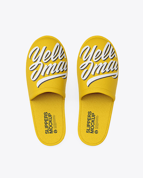 Slippers Mockup Top View In Apparel Mockups On Yellow Images Object Mockups