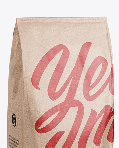 500g Kraft Coffee Bag Mockup Half Side View In Pouch Mockups On Yellow Images Object Mockups