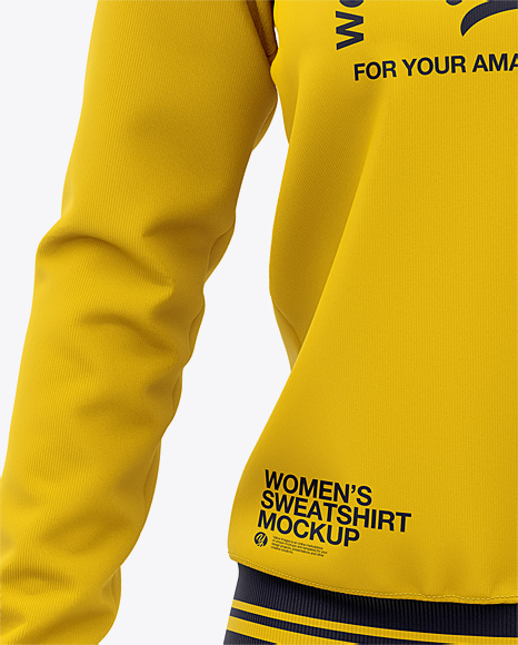 Download Women S Crew Neck Sweatshirt Front View In Apparel Mockups On Yellow Images Object Mockups