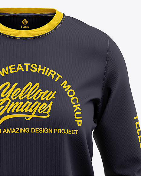 Download Women S Sweatshirt Mockup In Apparel Mockups On Yellow Images Object Mockups