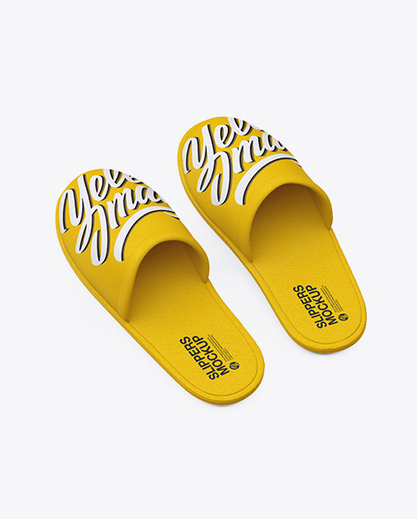 Download Slippers Mockup in Apparel Mockups on Yellow Images Object ...