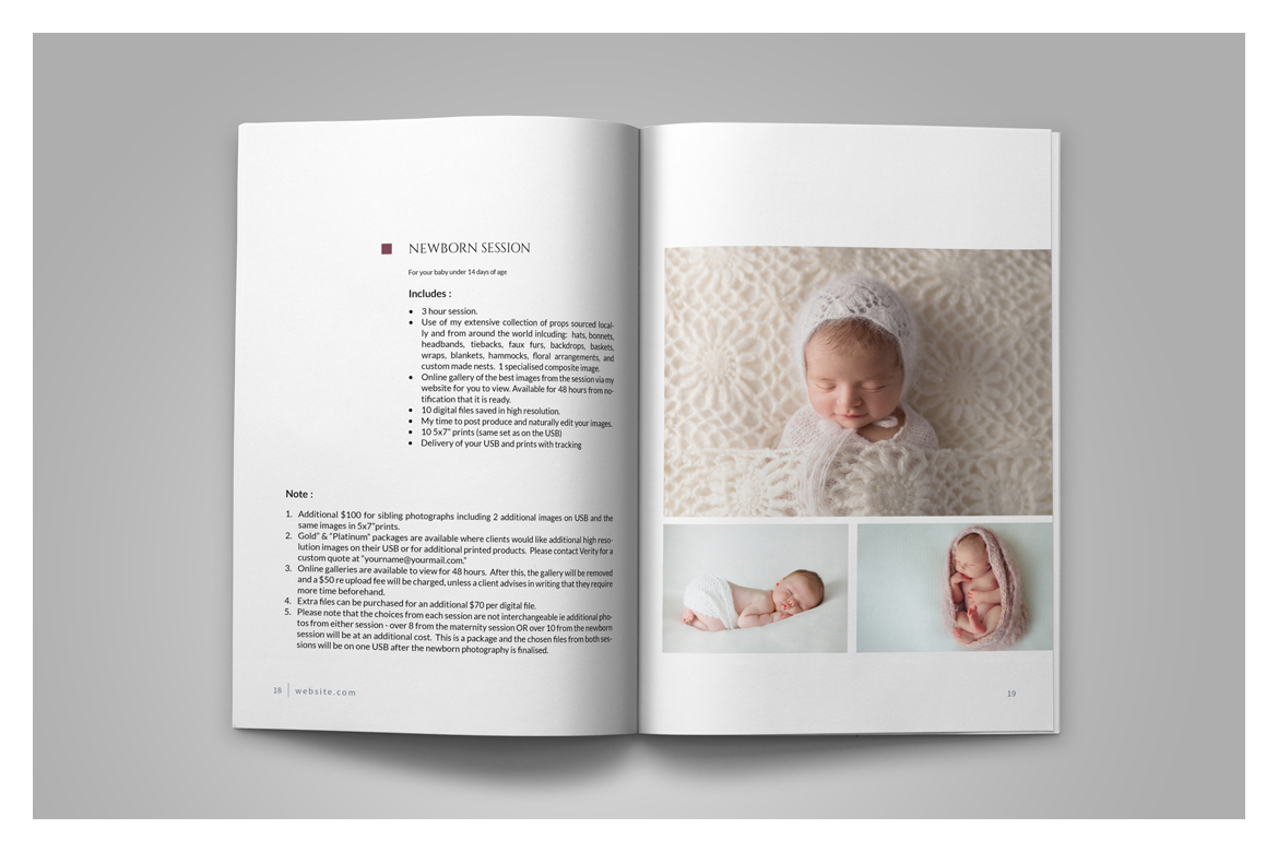 Newborn Photography Magazine Template In Magazine Templates On Yellow Images Creative Store