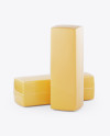 Two Cheese Bricks Mockup on Yellow Images Object Mockups