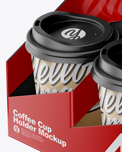 Matte Coffee Cup Holder W Kraft Cups Mockup In Cup Bowl Mockups On Yellow Images Object Mockups