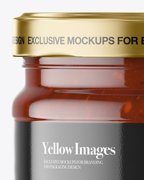 Clear Glass BBQ Sauce Jar Mockup - Free Download Images High Quality