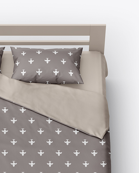 Double Bed with Silk Linens Mockup PSD #1