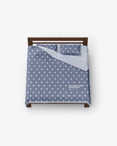 Double Bed with Cotton Linens Mockup PSD #2