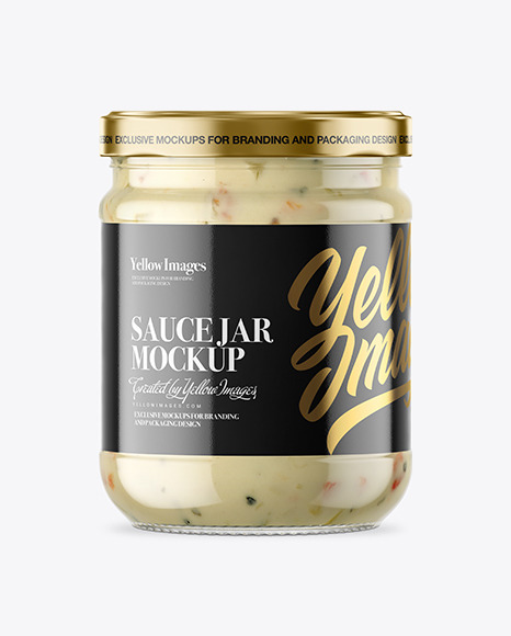 Clear Glass Garlic Sauce Jar Mockup PSD #2